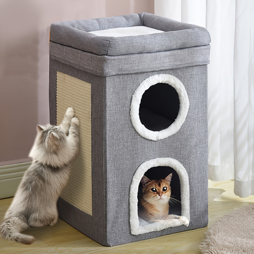 Cat Bed with Space-Saving, Foldable, Machine-Washable, Three-Layer Cat Nest - product gallery image 13