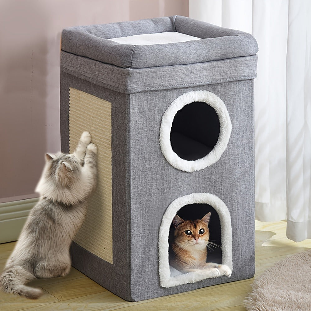 Cat Bed with Space-Saving, Foldable, Machine-Washable, Three-Layer Cat Nest - product gallery image 4