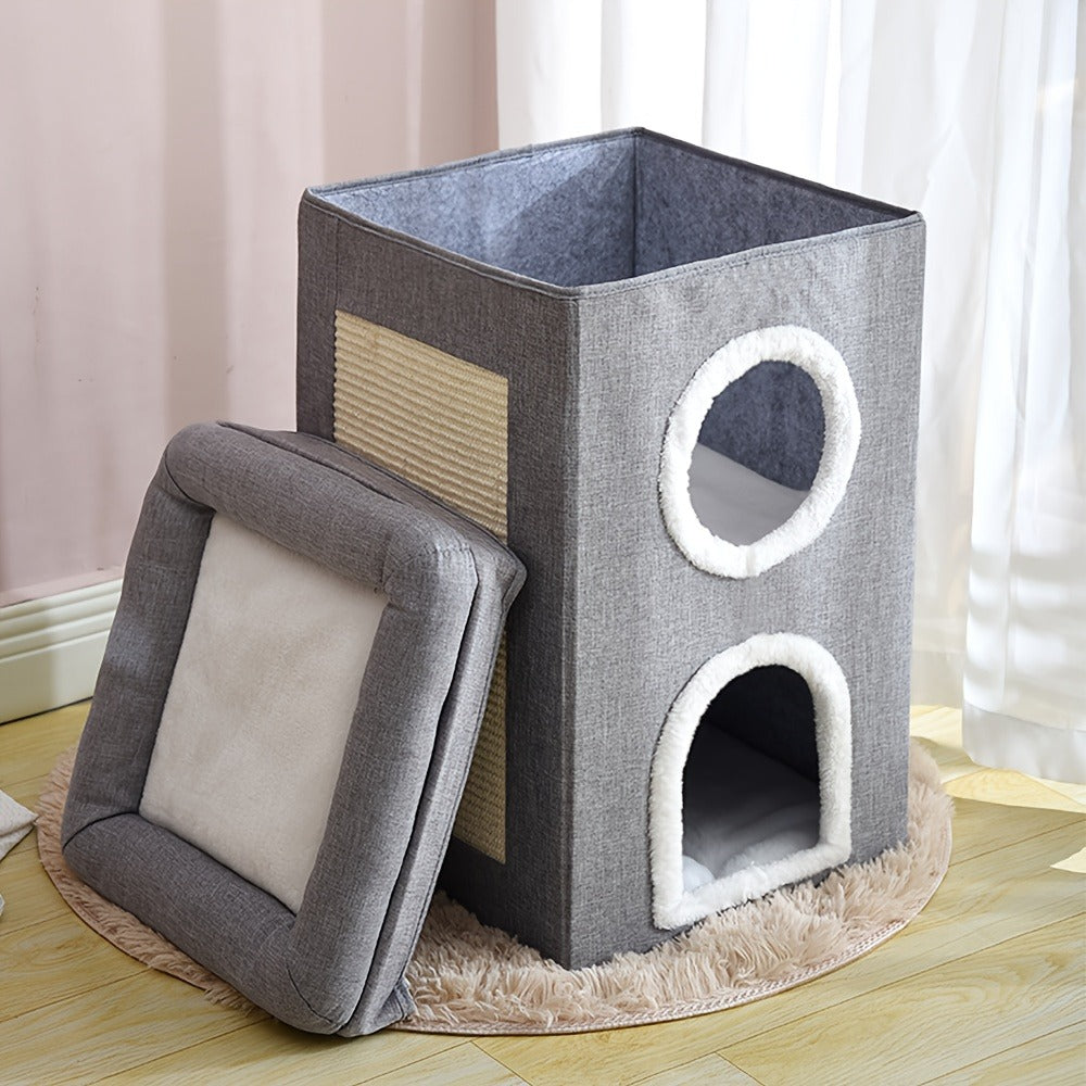 Cat Bed with Space-Saving, Foldable, Machine-Washable, Three-Layer Cat Nest - product gallery image 5