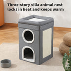 Cat Bed with Space-Saving, Foldable, Machine-Washable, Three-Layer Cat Nest - Gray, Three-Layer Cat Nest option