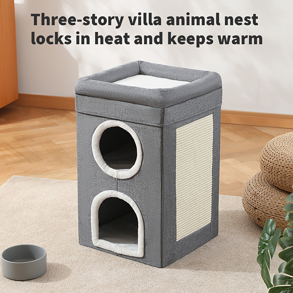 Cat Bed with Space-Saving, Foldable, Machine-Washable, Three-Layer Cat Nest - Gray, Three-Layer Cat Nest option