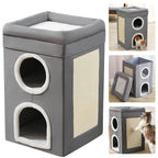 Cat Bed with Space-Saving, Foldable, Machine-Washable, Three-Layer Cat Nest