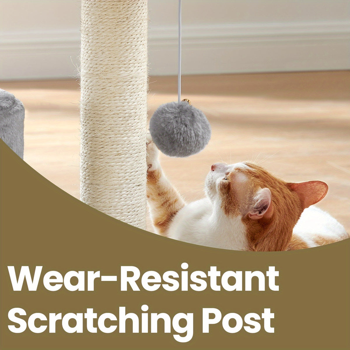 Cat Condo with Sisal Scratching Post with Bed, Smokey, Light - product gallery image 4