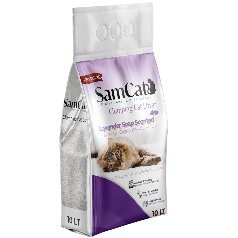 Cat Litter with 10L, SamCat Clumping Lavender Soap Scented Strong