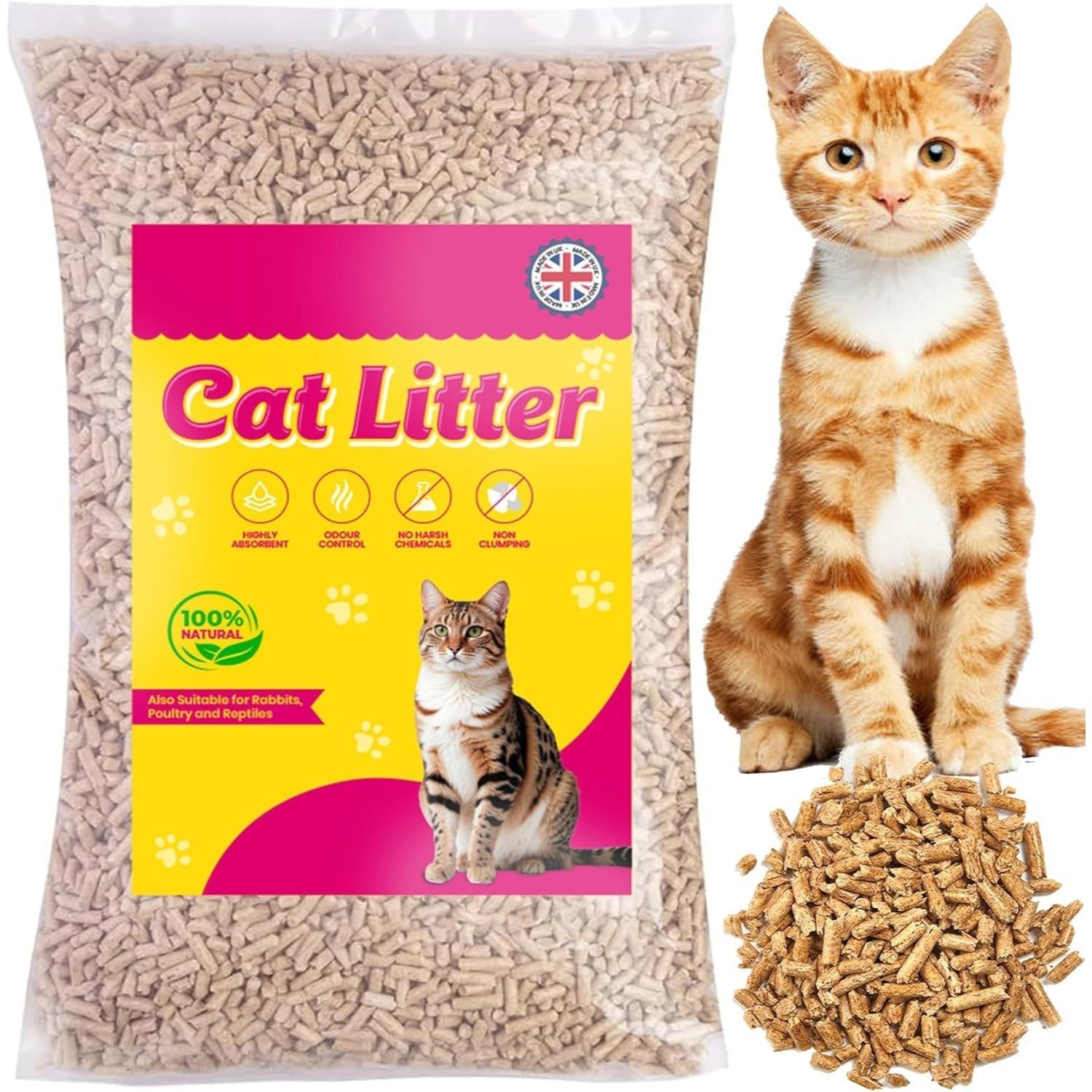 Cat Litter with 15kg, Wood, 30 Litre, Wood Pellets Ultra-Absorbent Softwood Pellets - product gallery image 2