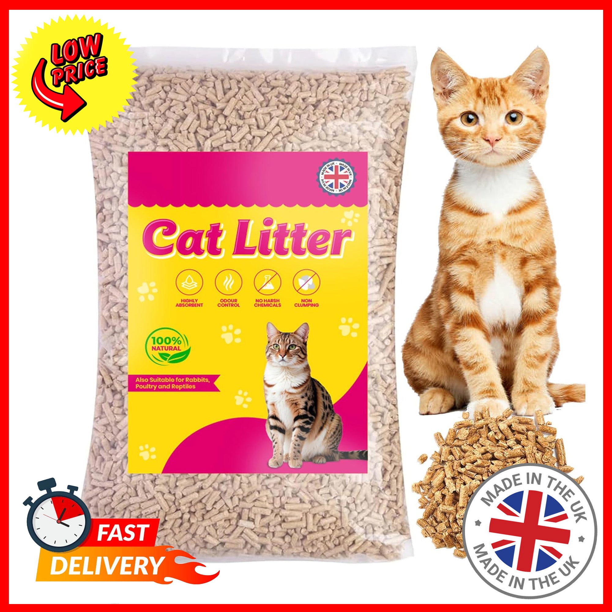 Cat Litter with 15kg, Wood, 30 Litre, Wood Pellets Ultra-Absorbent Softwood Pellets - product gallery image 5