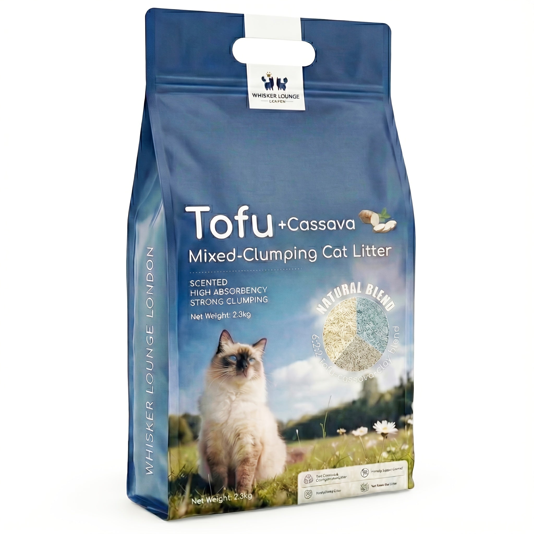 Cat Litter with 2.3kg, Plastic, Cassava Tofu 2.3kg Clumping, Low Dust - 2.3kg option
