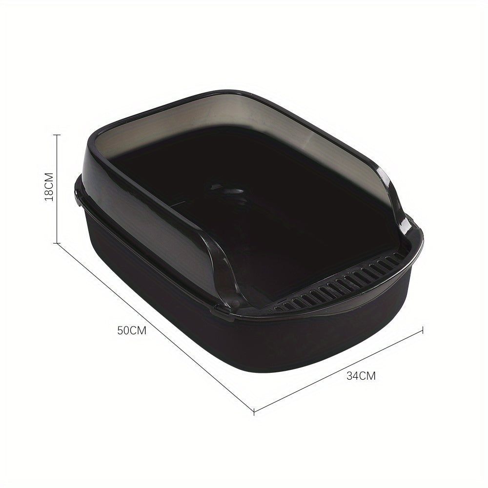 Cat Litter with Foldable, Plastic, Large High-Sided Tray Scoop Extra Deep - Black-50*34*18cm option