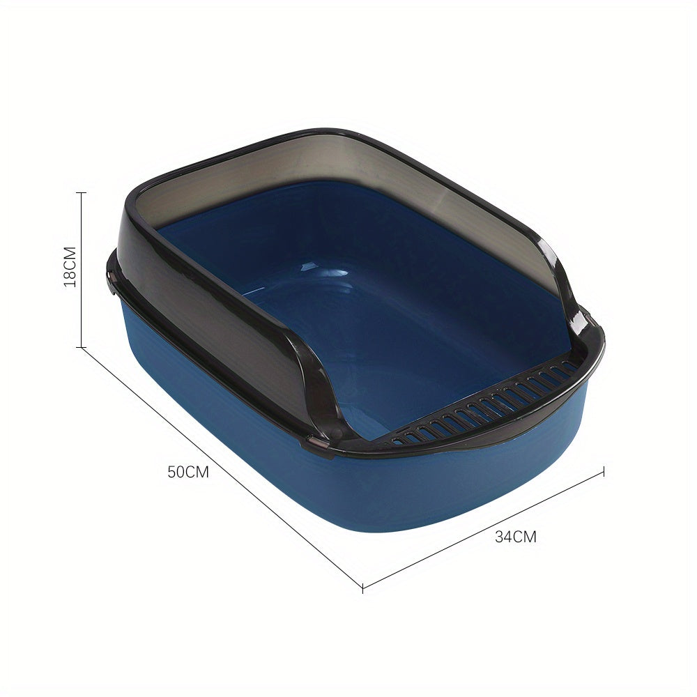 Cat Litter with Foldable, Plastic, Large High-Sided Tray Scoop Extra Deep - Blue-50*34*18cm option