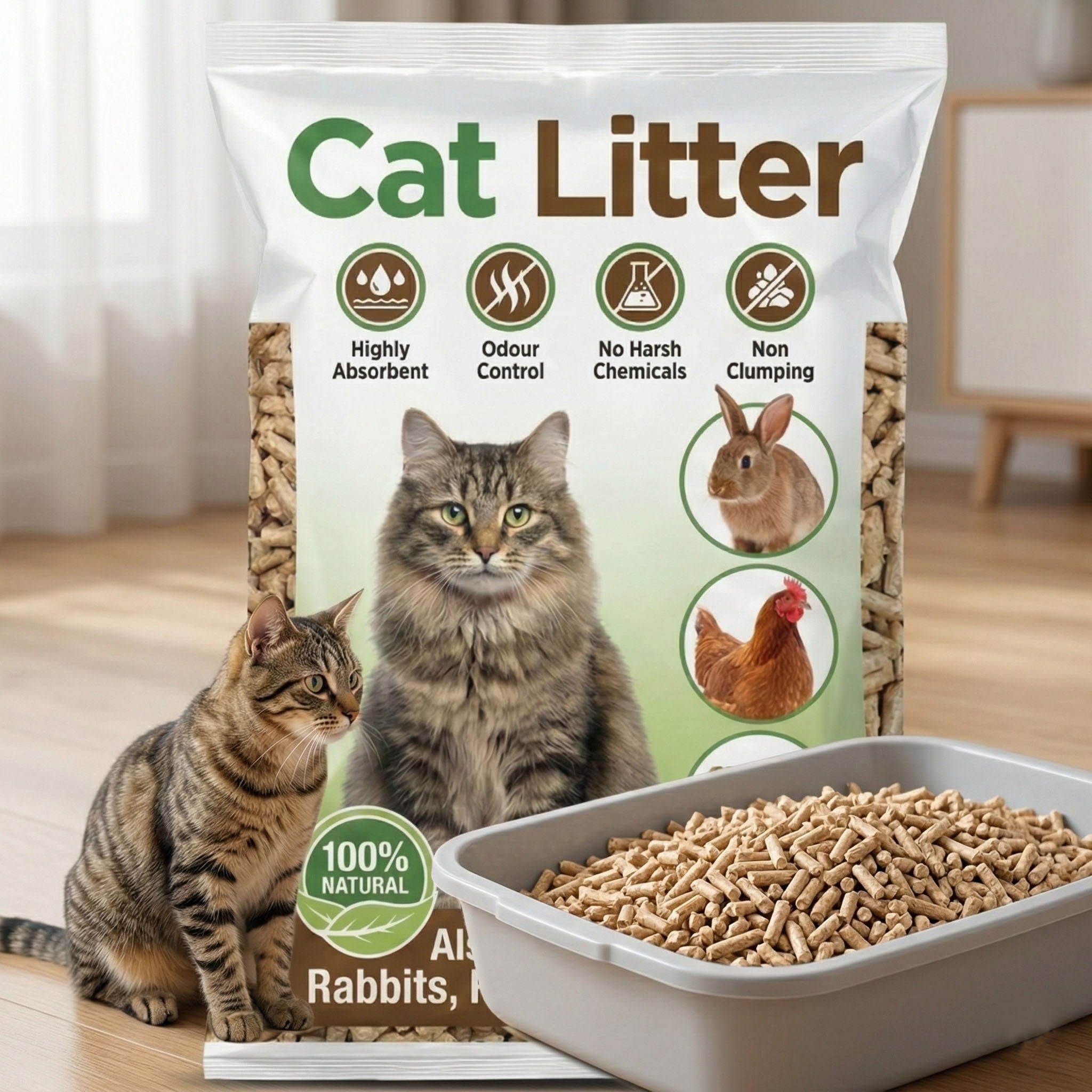 Cat Litter with Lockable, 30 L, Wood, 30 Litre for pet care at home