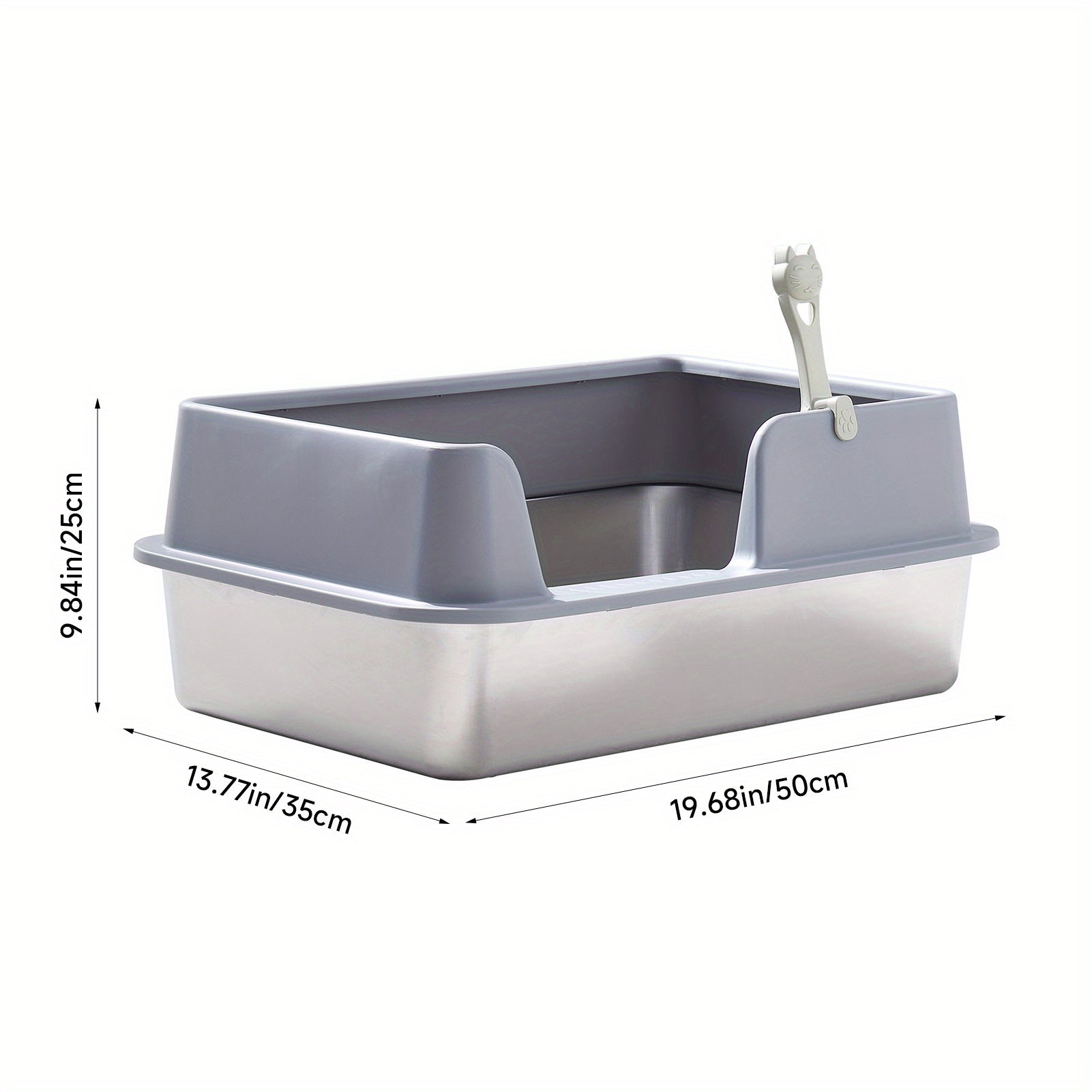 Cat Litter with Stainless Steel, XL Stainless Steel Tray 50x35x25cm - product gallery image 8