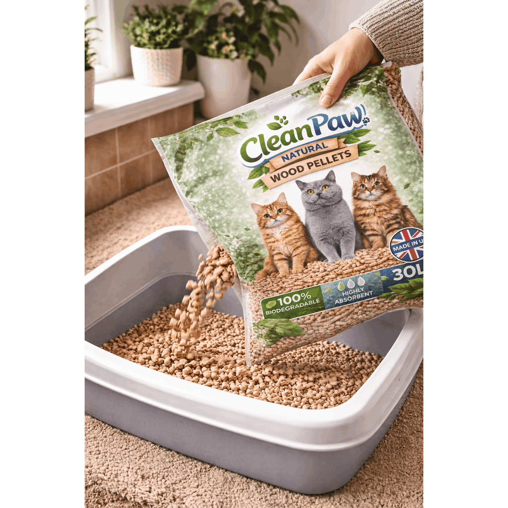 Cat Litter with Wood, 1pk, CleanPaw Wood Pellet UK-Made Natural Bedding - product gallery image 2