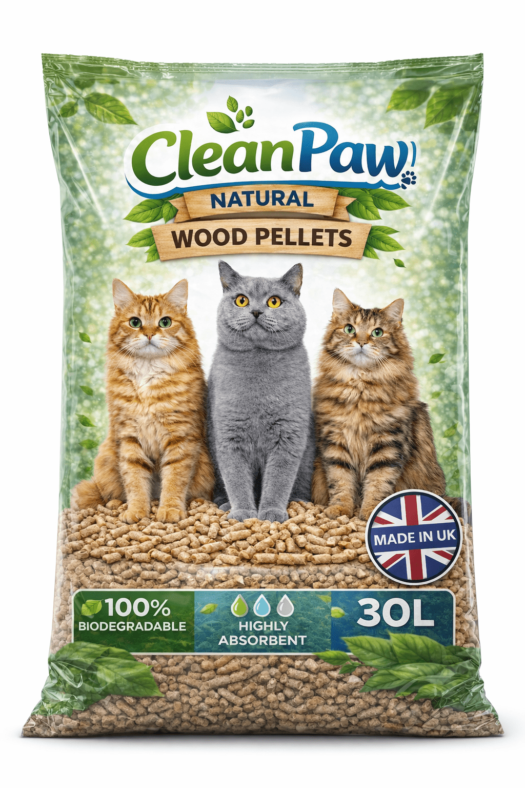 Cat Litter with Wood, 1pk, CleanPaw Wood Pellet UK-Made Natural Bedding - product gallery image 4
