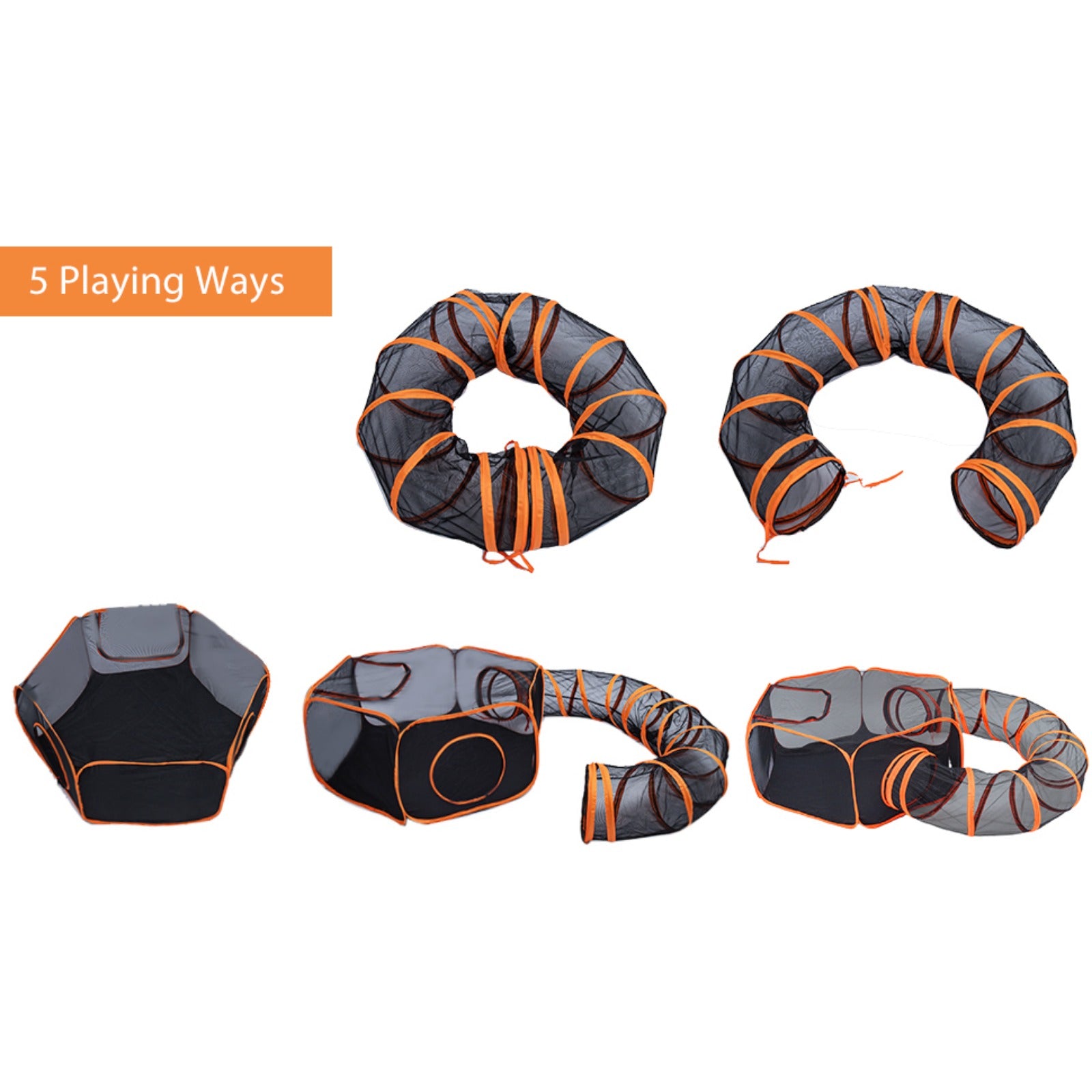 Cat Playpen with Foldable, 300cm, 2-in-1 Foldable Tunnel - product gallery image 11