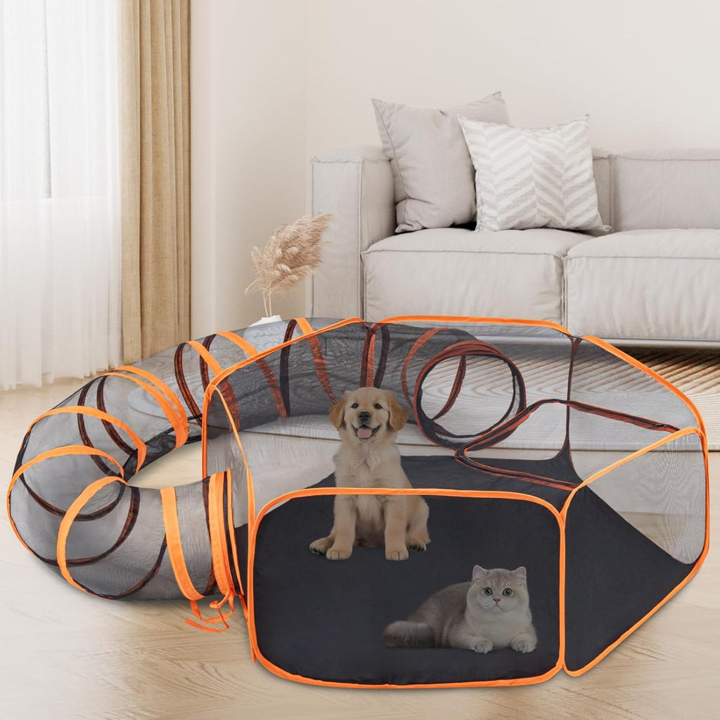 Cat Playpen with Foldable, 300cm, 2-in-1 Foldable Tunnel - product gallery image 7
