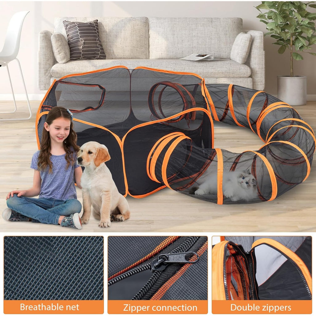 Cat Playpen with Foldable, 300cm, 2-in-1 Foldable Tunnel - product gallery image 8