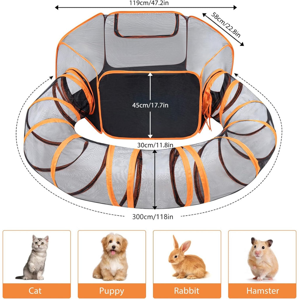 Cat Playpen with Foldable, 300cm, 2-in-1 Foldable Tunnel - product gallery image 9