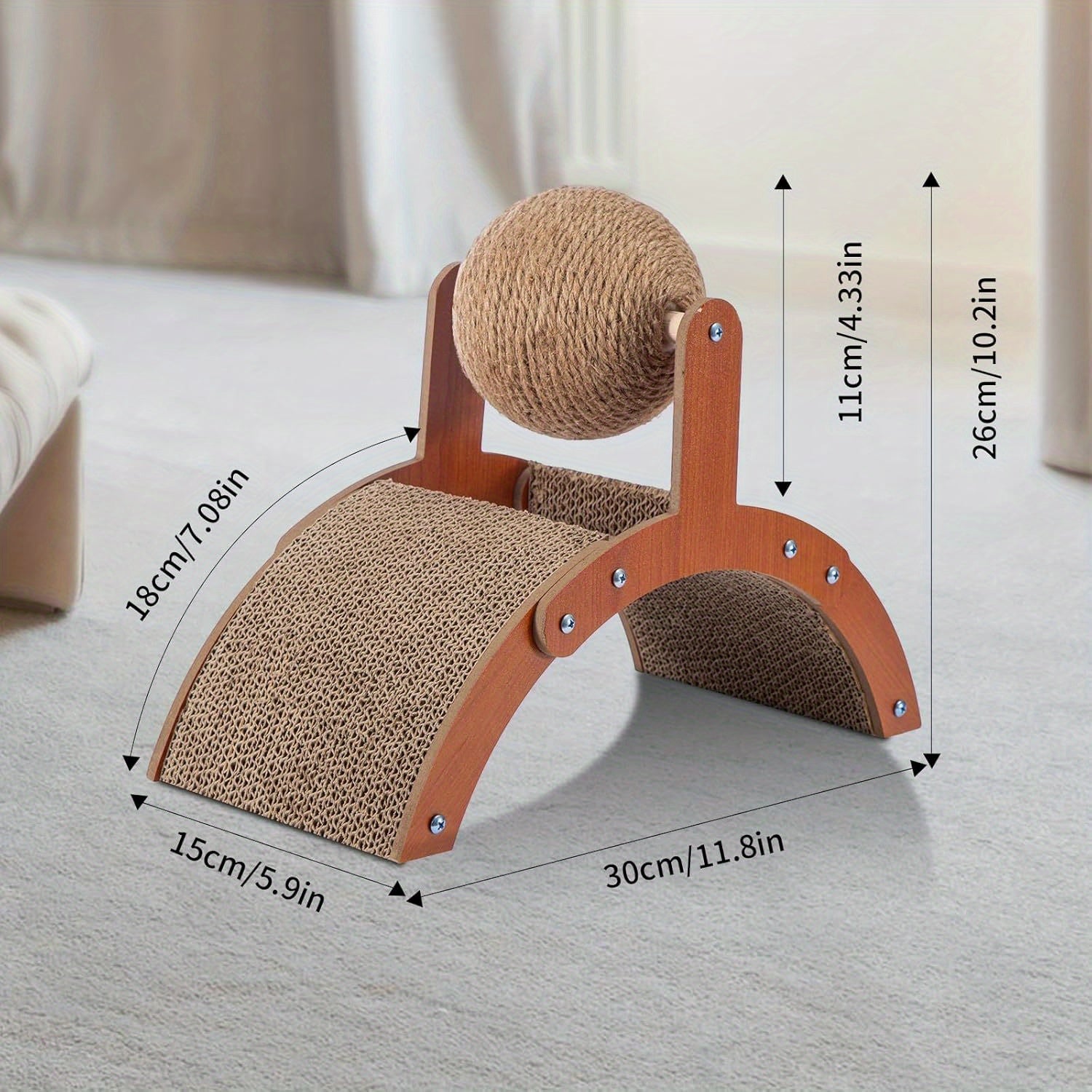 Cat Scratcher with 30CM, Board Hanging Sisal Ball Toy Durable - product gallery image 2