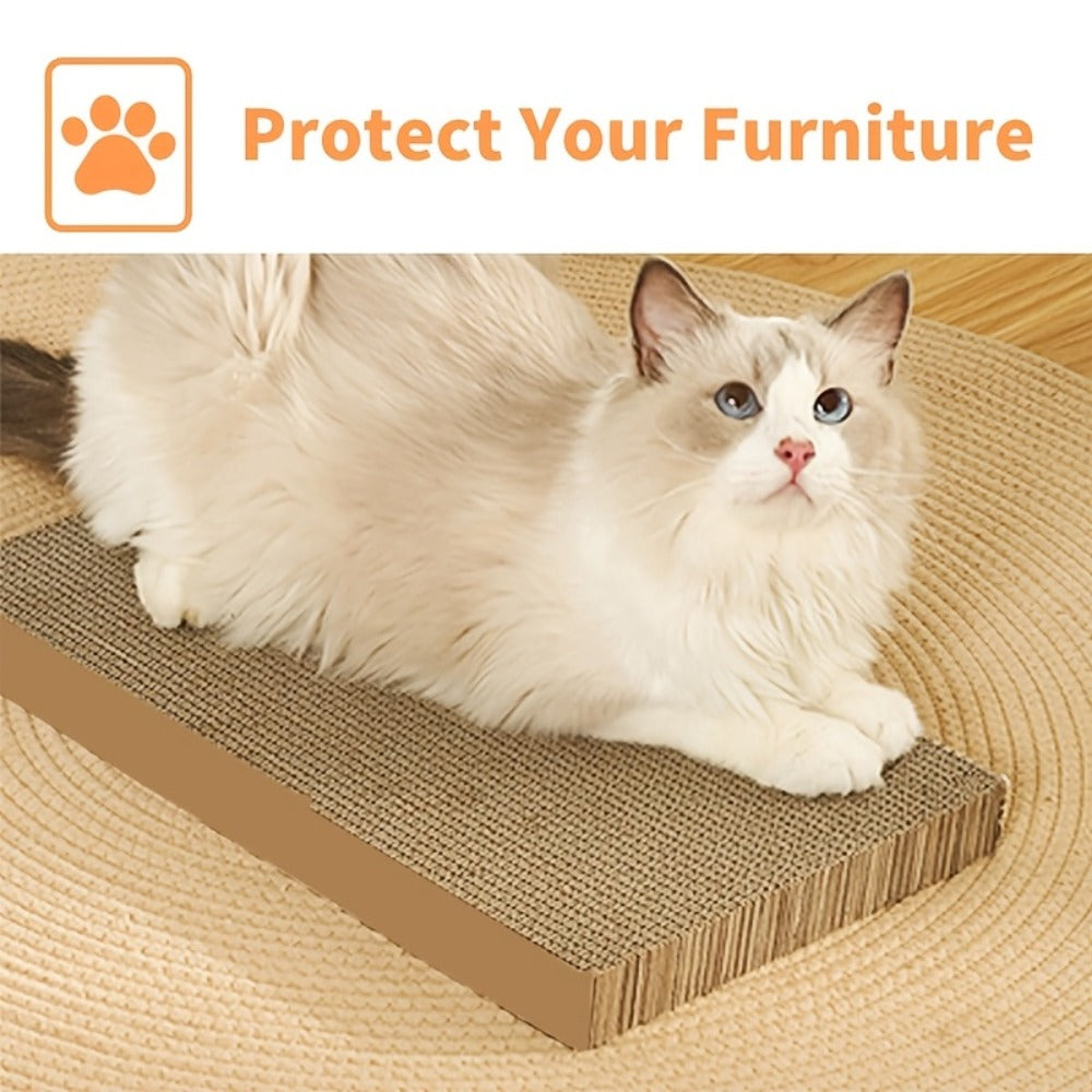 Cat Scratcher with Light Brown, Pad 5-Pack Corrugated Cardboard Lounge Bed - product gallery image 4