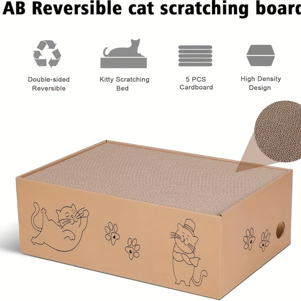Cat Scratcher with Light Brown, Pad 5-Pack Corrugated Cardboard Lounge Bed - product gallery image 8