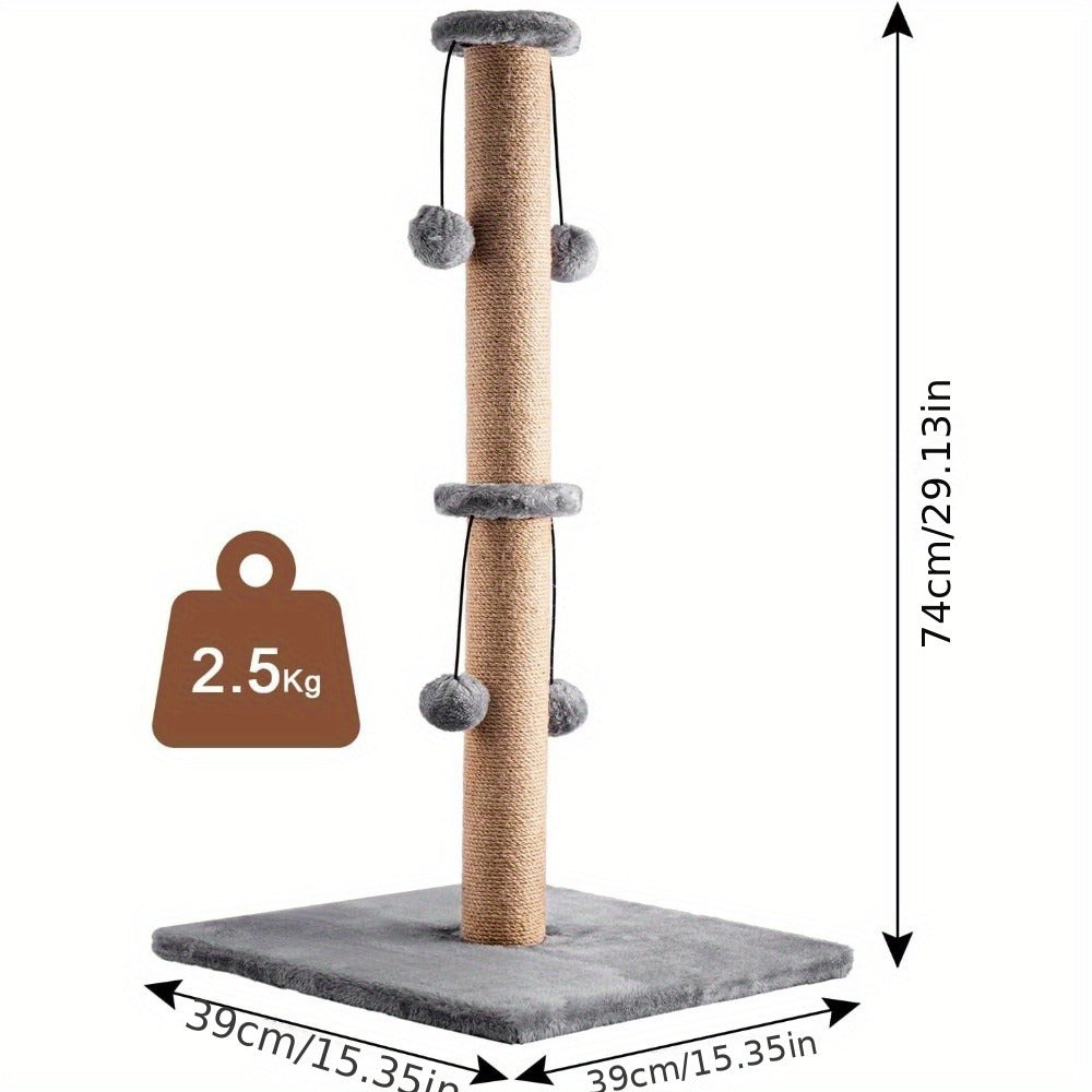 Cat Scratching Post with Easy Assembly, 74cm, 4 Toy Ball - product gallery image 4