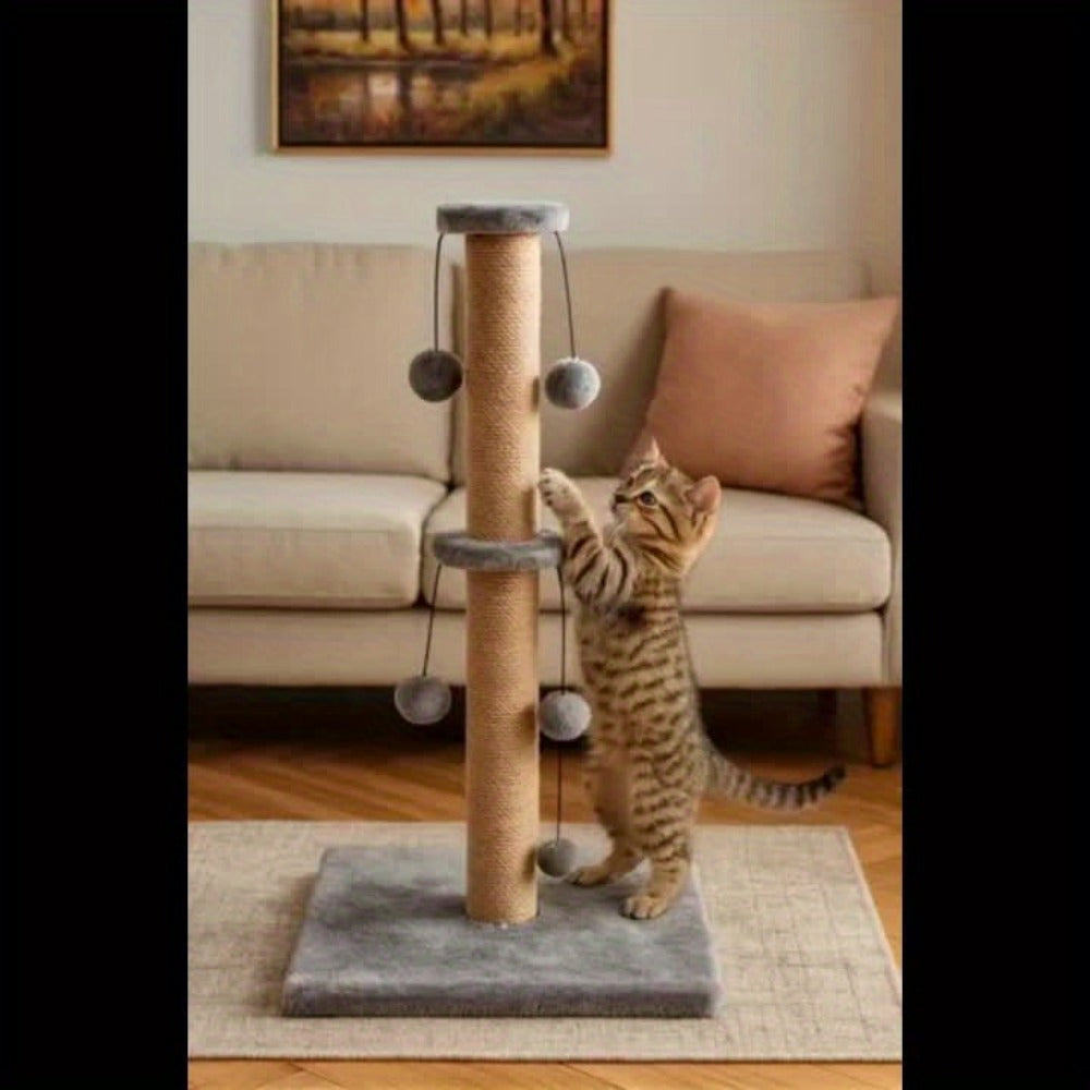 Cat Scratching Post with Easy Assembly, 74cm, 4 Toy Ball - product gallery image 9
