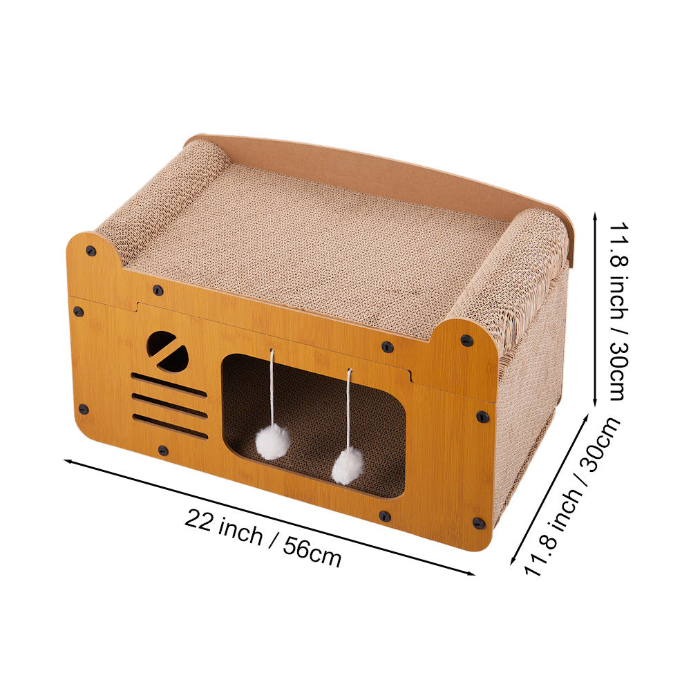 Cat Scratching Posts & Board with 56*30*30cm, Cardboard Scratcher Box Double Layer - product gallery image 2