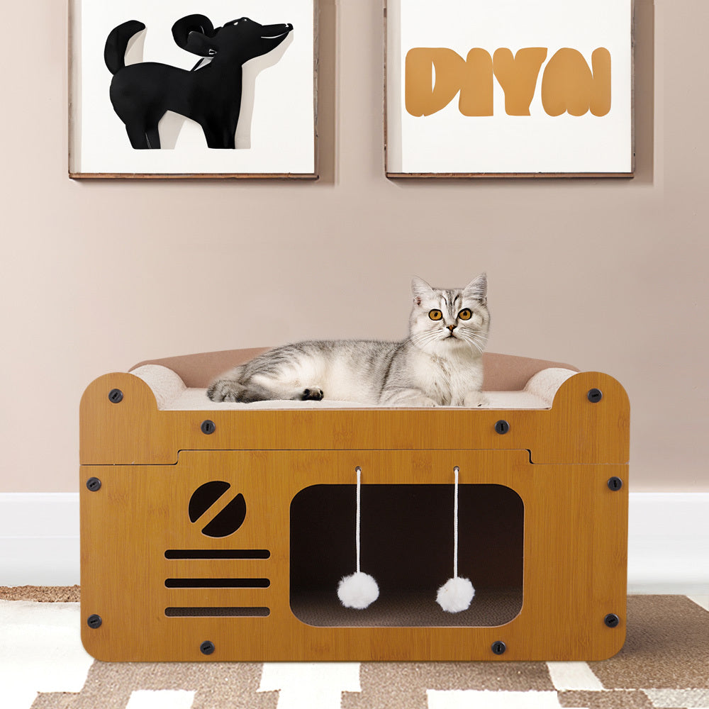 Cat Scratching Posts & Board with 56*30*30cm, Cardboard Scratcher Box Double Layer - product gallery image 4