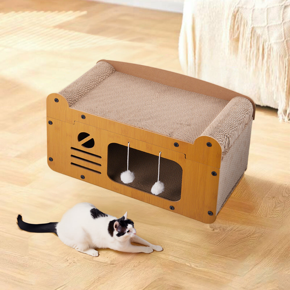 Cat Scratching Posts & Board with 56*30*30cm, Cardboard Scratcher Box Double Layer - product gallery image 5