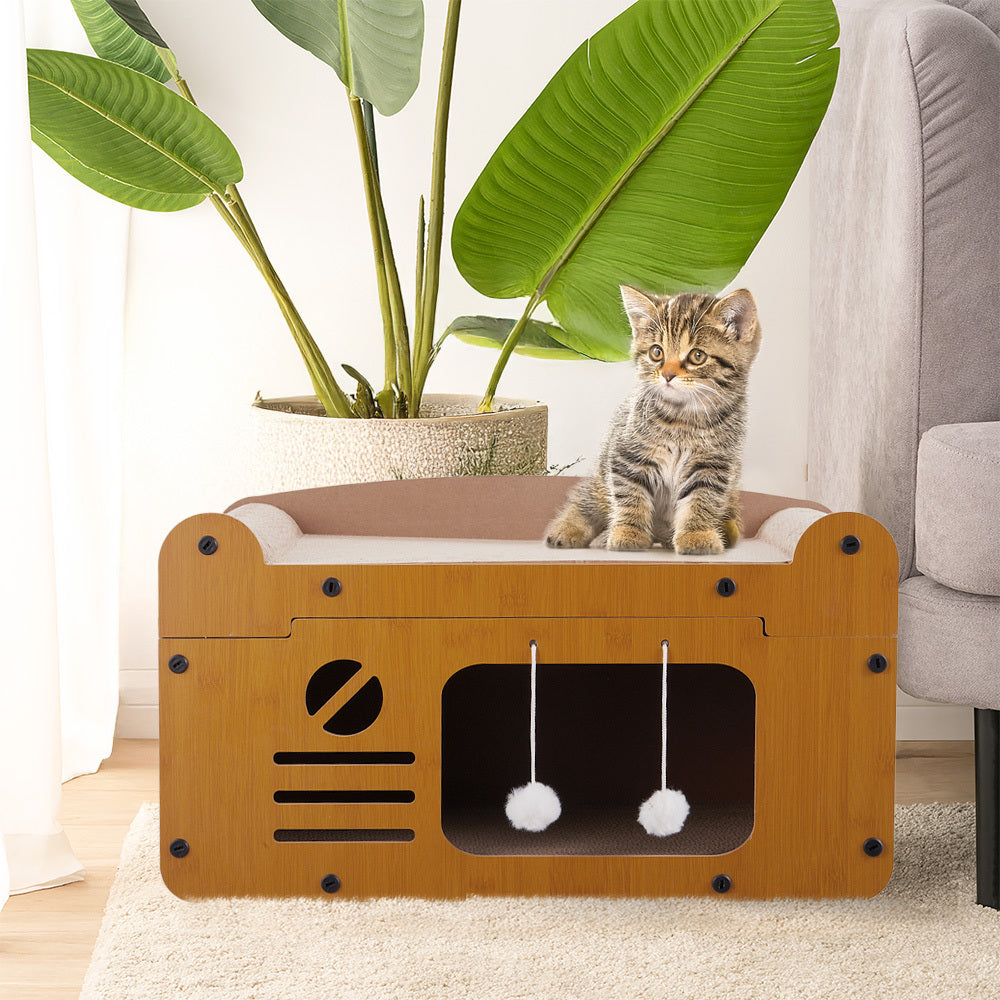 Cat Scratching Posts & Board with 56*30*30cm, Cardboard Scratcher Box Double Layer - product gallery image 6