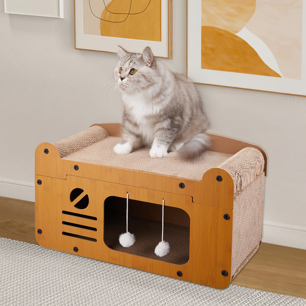 Cat Scratching Posts & Board with 56*30*30cm, Cardboard Scratcher Box Double Layer