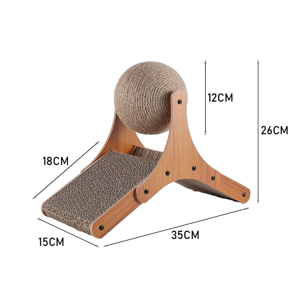 Cat Scratching Toy with Wheels, 35*15*26cm, Sisal Ball Ferris Wheel Rotating Base - product gallery image 3