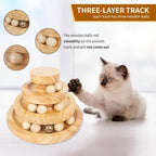 Cat Toy with Wood, Wooden 3-Layer Track Ball Bell Interactive - product gallery image 3