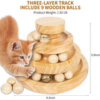 Cat Toy with Wood, Wooden 3-Layer Track Ball Bell Interactive - product gallery image 6
