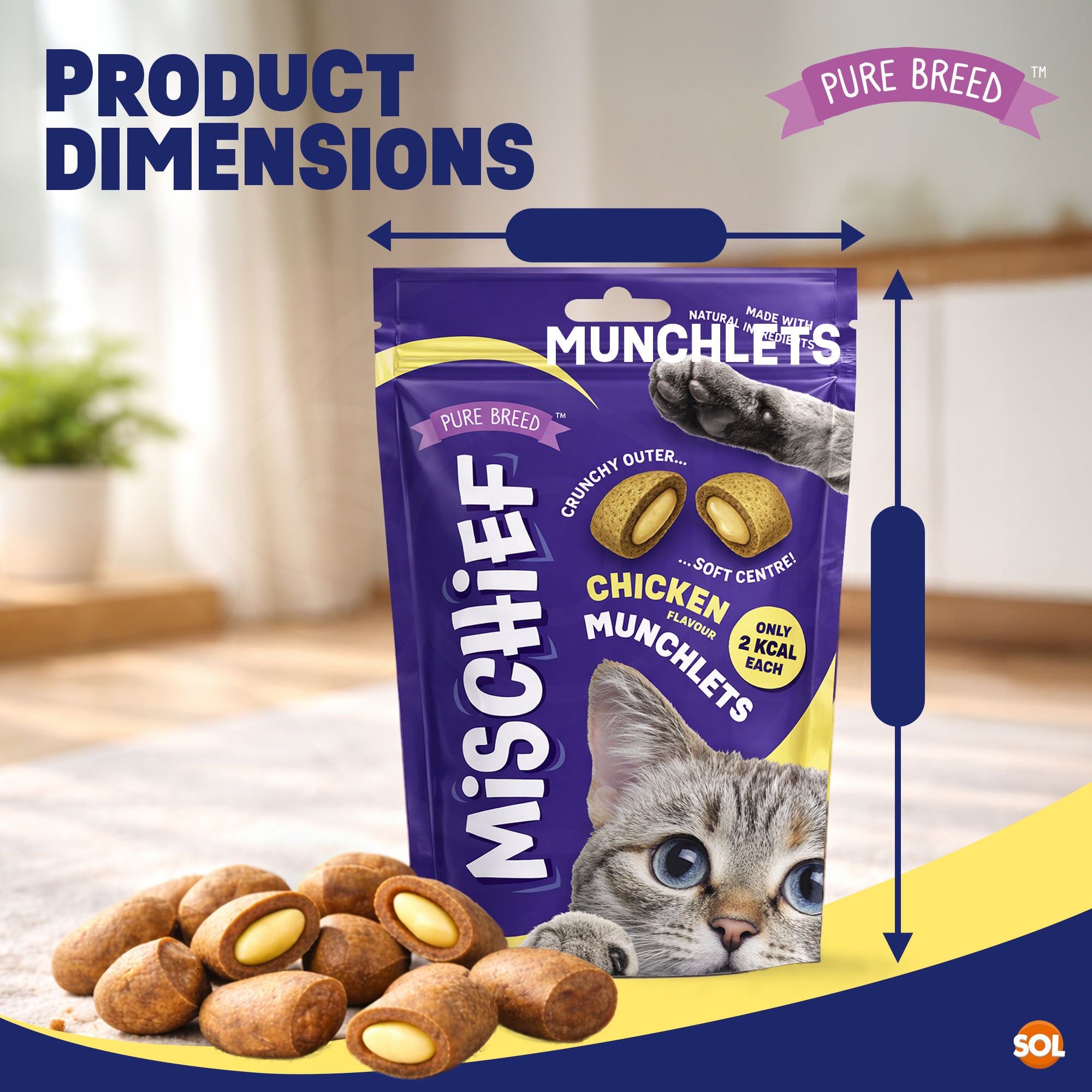Cat Treats & Snack with 6 Pack, 6pk, Chicken Flavour Pillow Snacks Crunchy Outside - product gallery image 2
