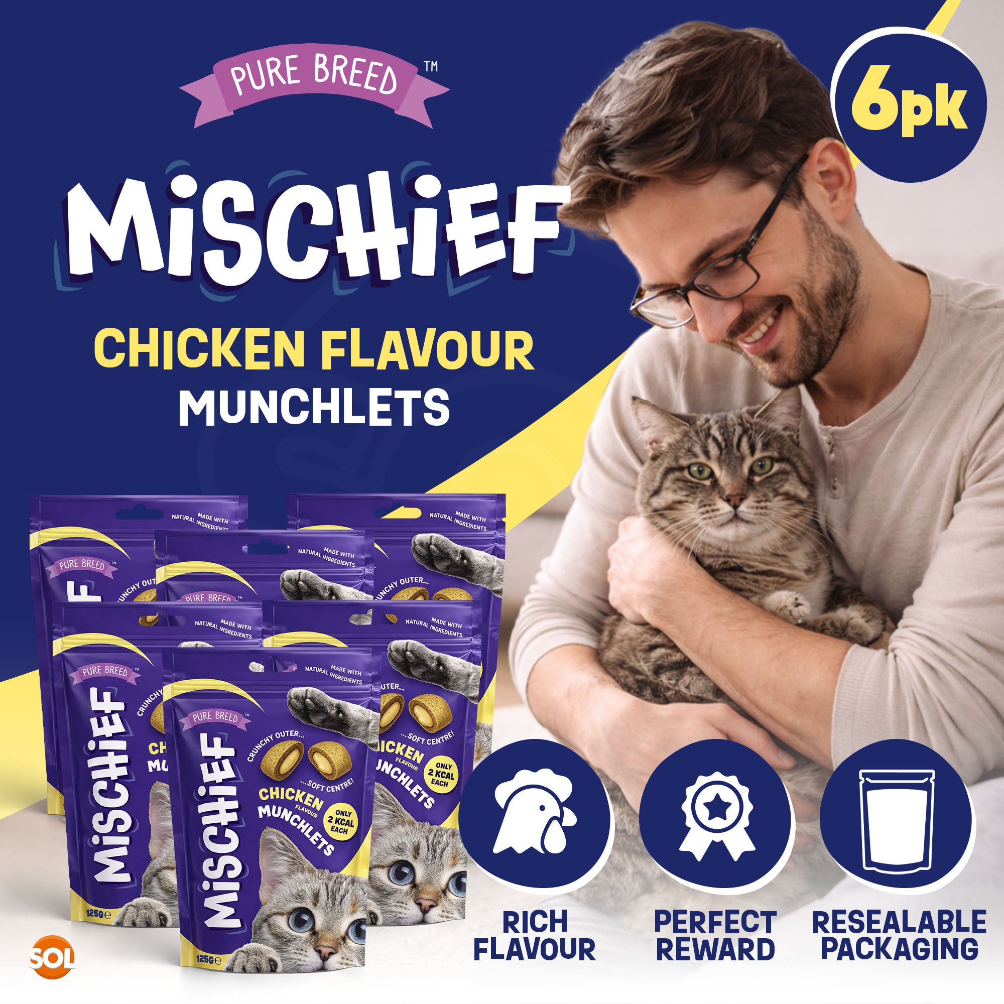Cat Treats & Snack with 6 Pack, 6pk, Chicken Flavour Pillow Snacks Crunchy Outside - product gallery image 8