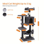 Cat Tree with 112 Cm Multi-Level Plush Condo Scratching Posts - Dark Gray option