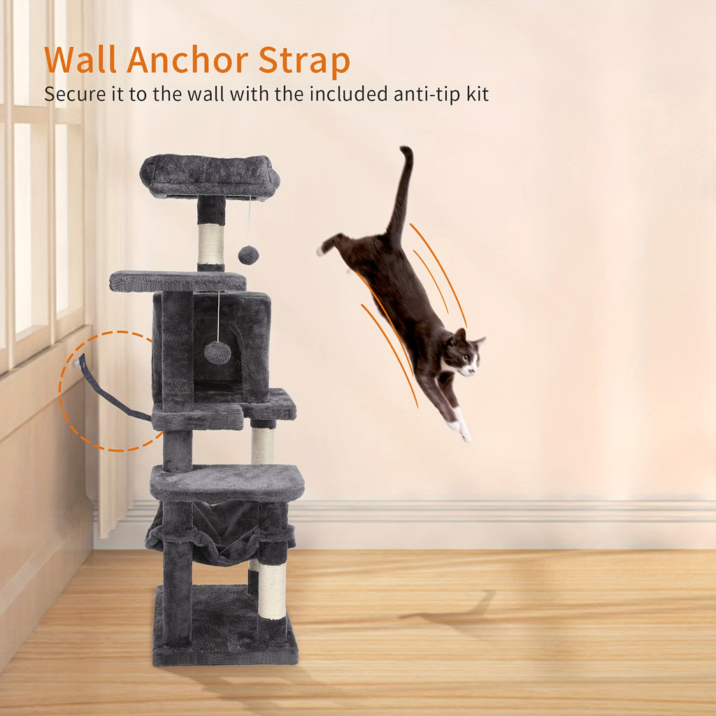 Cat Tree with 112 Cm Multi-Level Plush Condo Scratching Posts - product gallery image 5