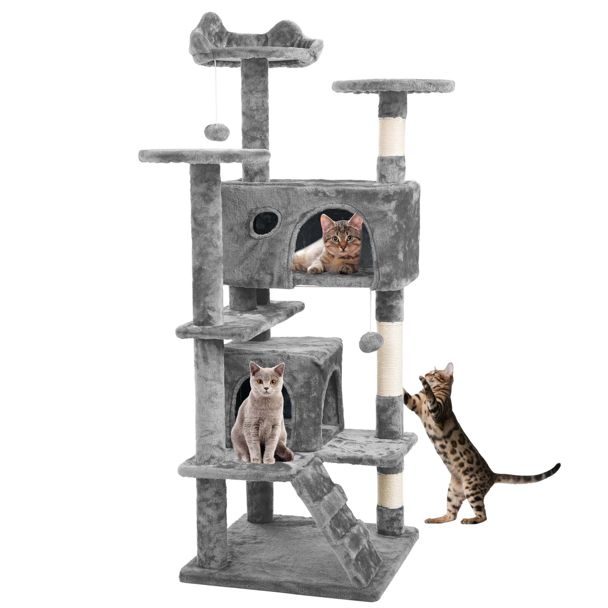 Cat Tree with 138 cm Tower Multi-Level Cats Activity Centre - product gallery image 16