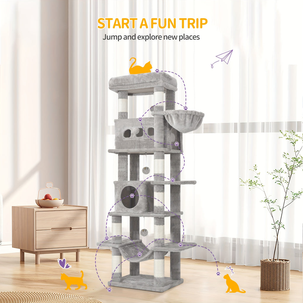 Cat Tree with 170cm, Indoor Cats, Large Tall Tower, Multi-Level