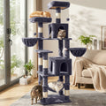 Cat Tree with 180cm, Wood, AMHANCIBLE Tall Multi-Functional Tower - Dark Gray option