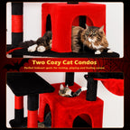 Cat Tree with 180cm, Wood, AMHANCIBLE Tall Multi-Functional Tower - product gallery image 6