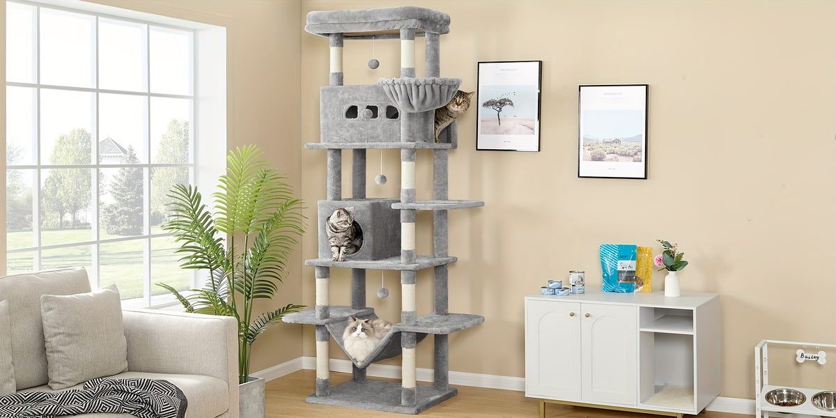 Cat Tree with 210cm, Indoor Cats, Large Tall Tower, Multi-Level - product gallery image 18