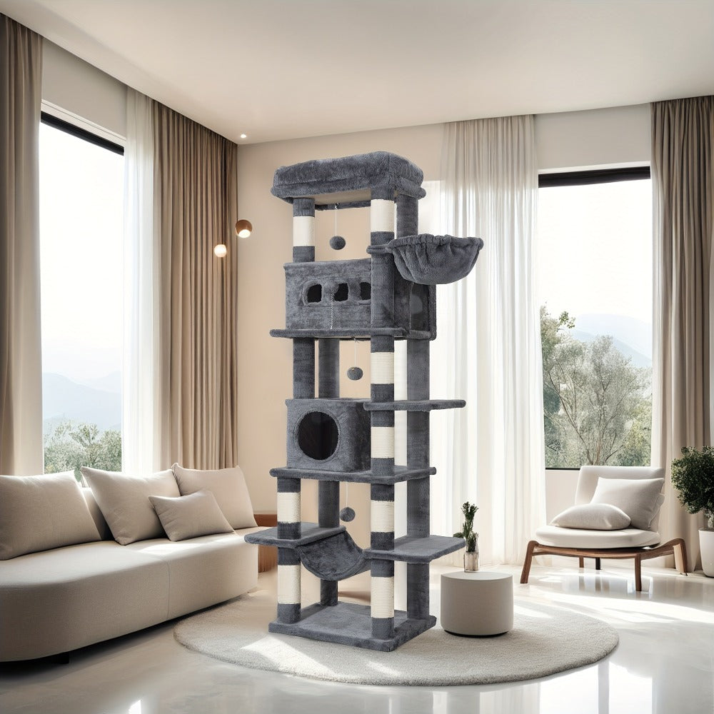 Cat Tree with 210cm, Indoor Cats, Large Tall Tower, Multi-Level - product gallery image 4