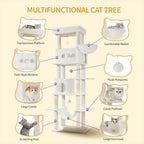 Cat Tree with 210cm, Indoor Cats, Large Tall Tower, Multi-Level - product gallery image 8