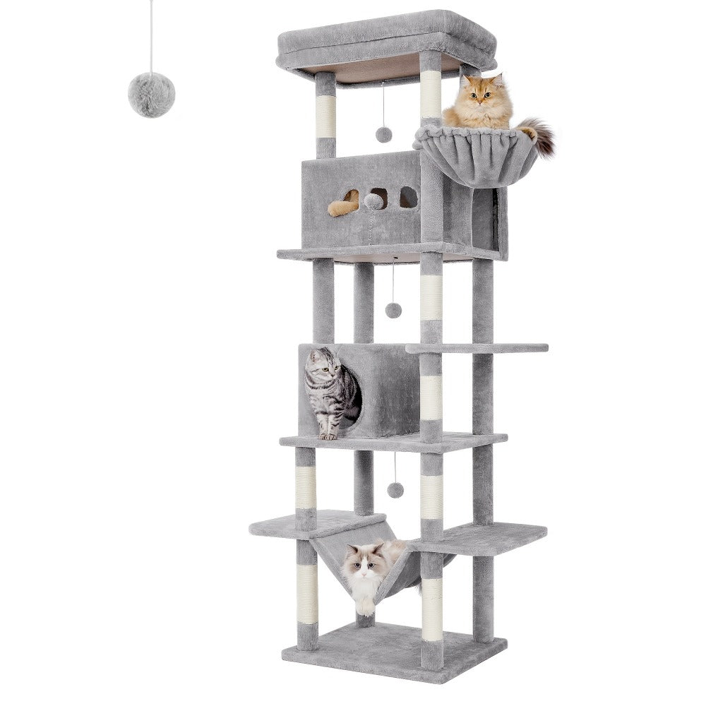 Cat Tree with 210cm, Indoor Cats, Large Tall Tower, Multi-Level - product gallery image 9
