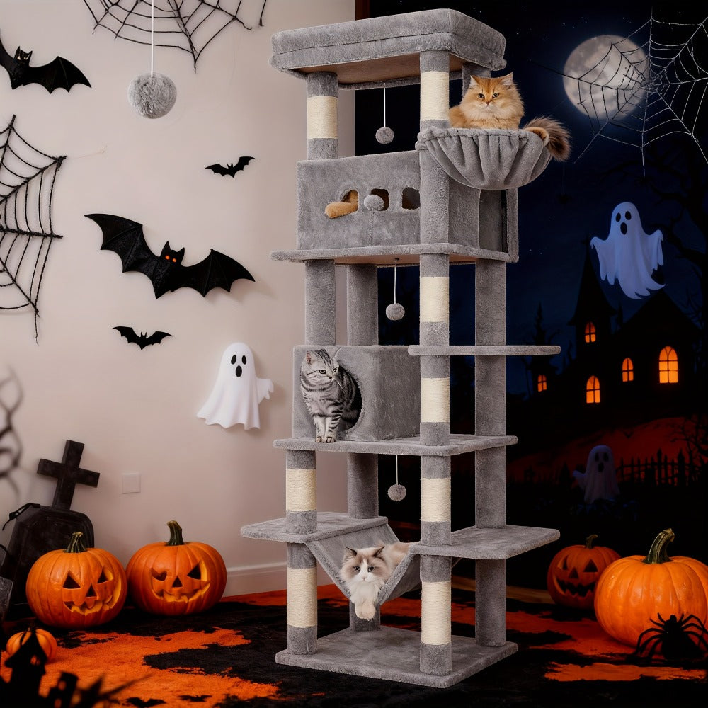 Cat Tree with 210cm, Indoor Cats, Large Tall Tower, Multi-Level