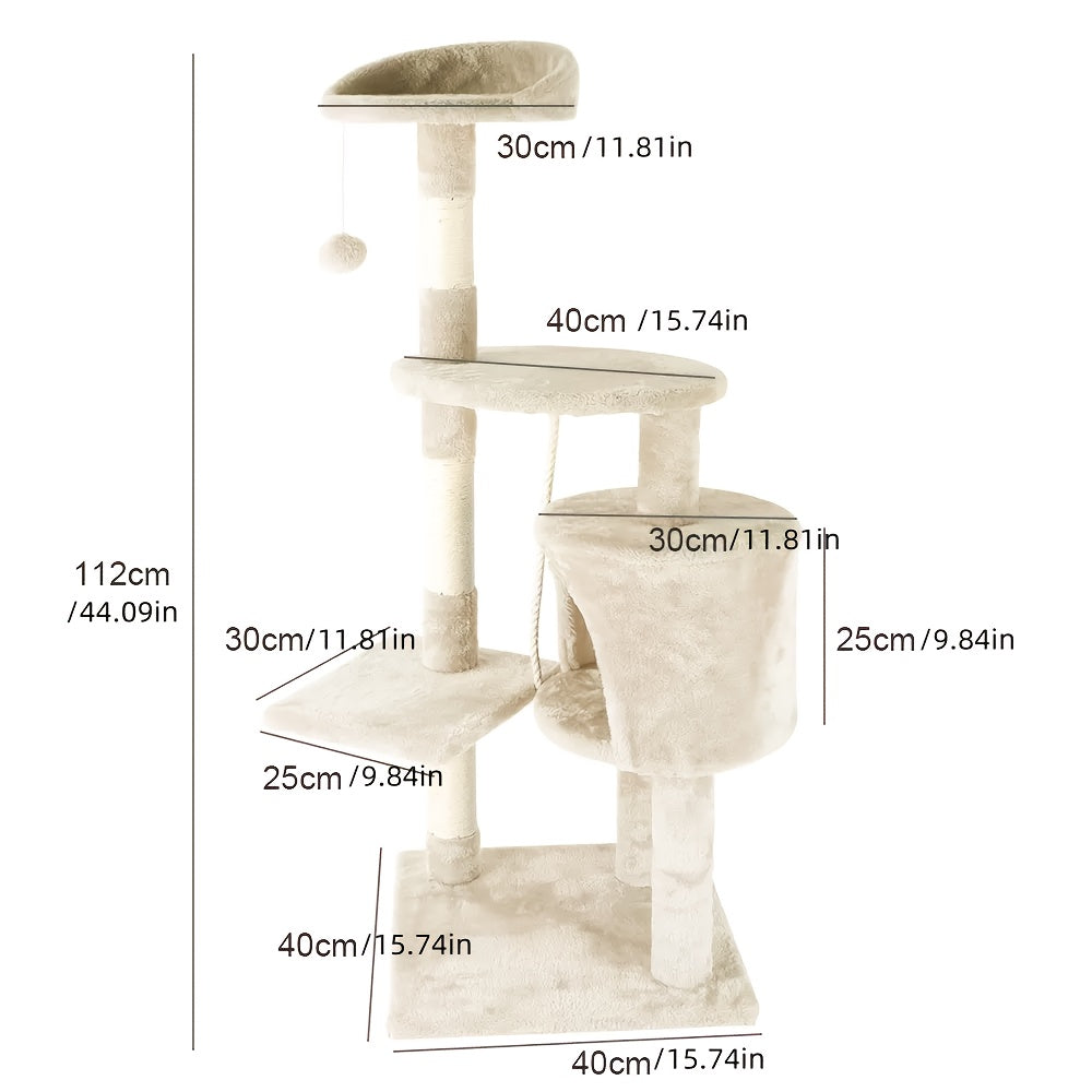 Cat Tree with 40cm, 74in, 1pc, Cream Colour for pet care at home - Cream Color option
