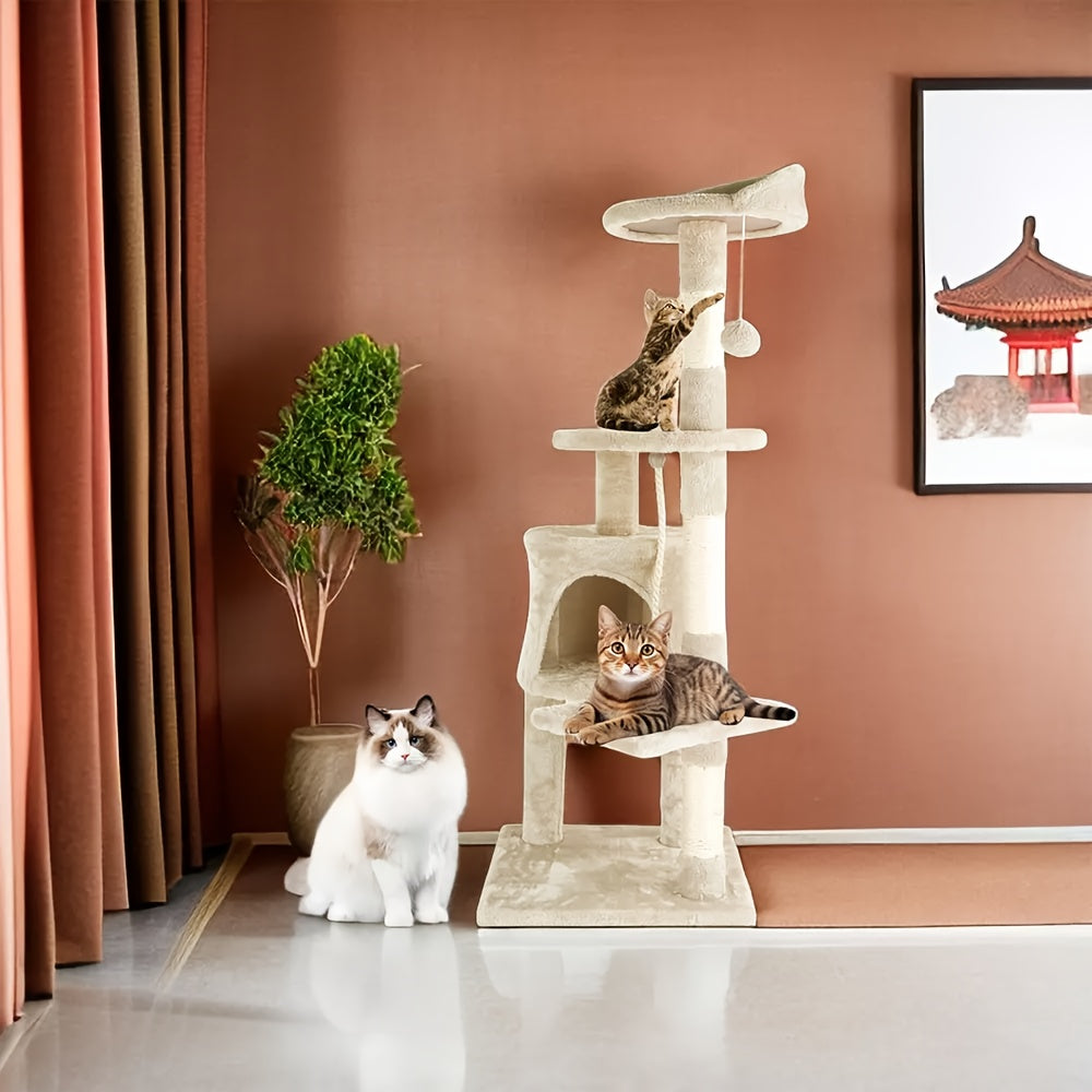Cat Tree with 40cm, 74in, 1pc, Cream Colour for pet care at home