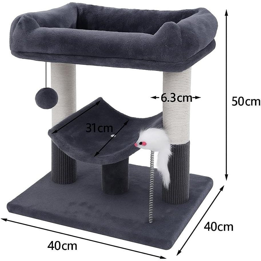 Cat Tree with 50cm, 1, Grey Tower Sisal Scratching Posts, Cosy - product gallery image 8